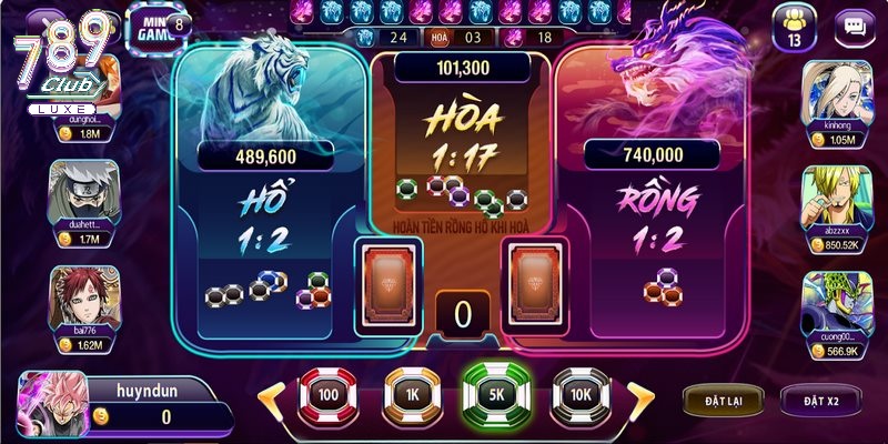 Tựa game Rồng Hổ 789Club sử dụng bộ bài Tây 52 lá quen thuộc